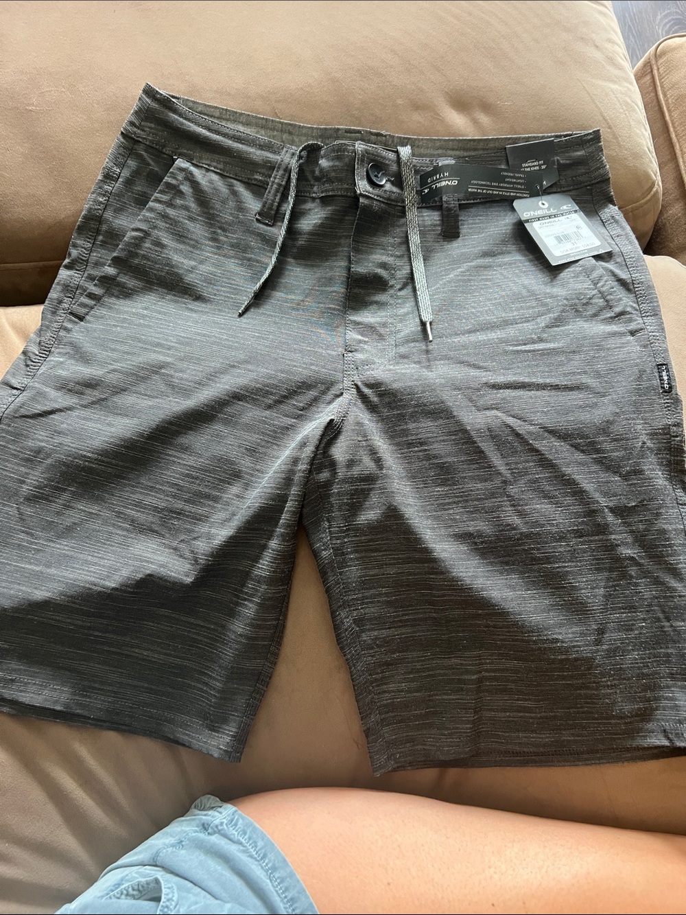 O'Neill Men's Charcoal Striped Swim Shorts